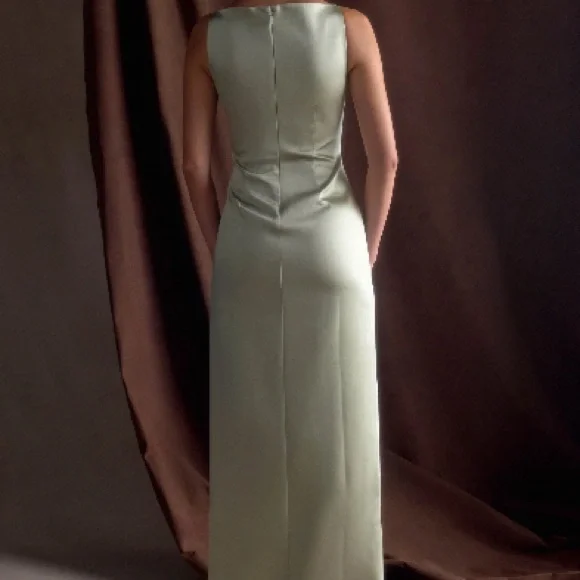 Meshki Satin Formal Dress in Sage - Picture 6 of 7